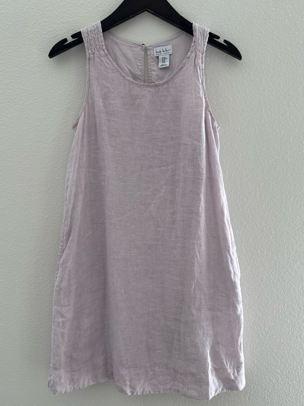Nicole Miller soft lavender sleeveless linen mini dress